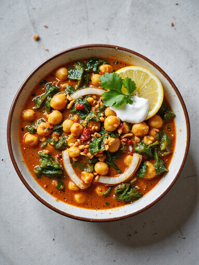 spiced chickpea spinach curry