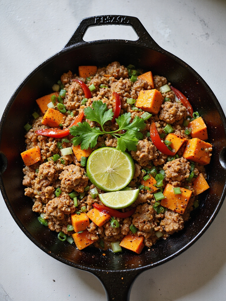 spiced turkey sweet potato skillet