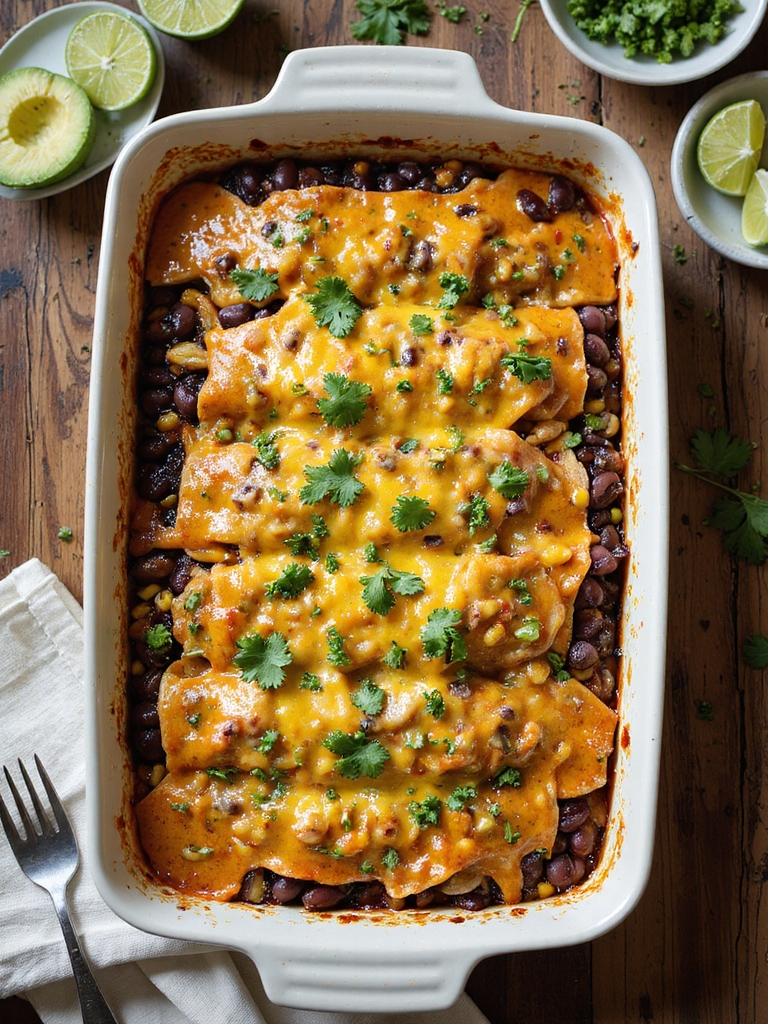 spicy layered black bean casserole