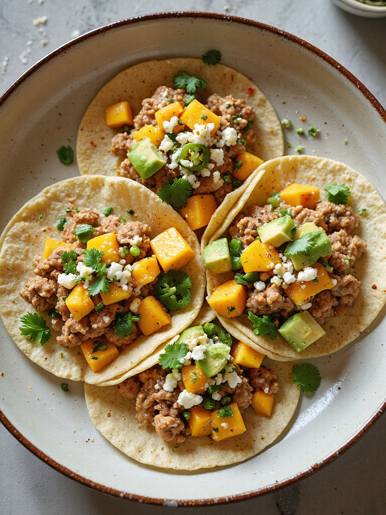 spicy mango turkey tacos