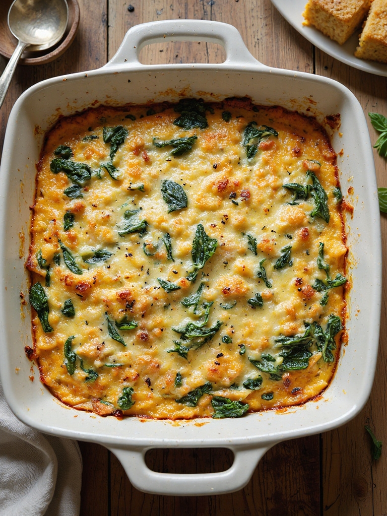 spinach cheese custard casserole bake