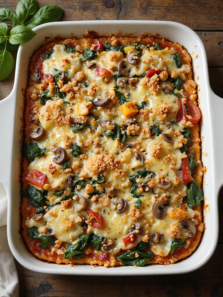 spinach mushroom bell pepper casserole
