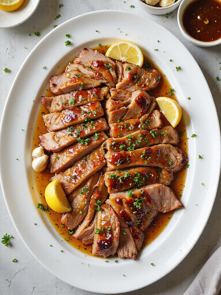 sticky honey garlic glazed pork