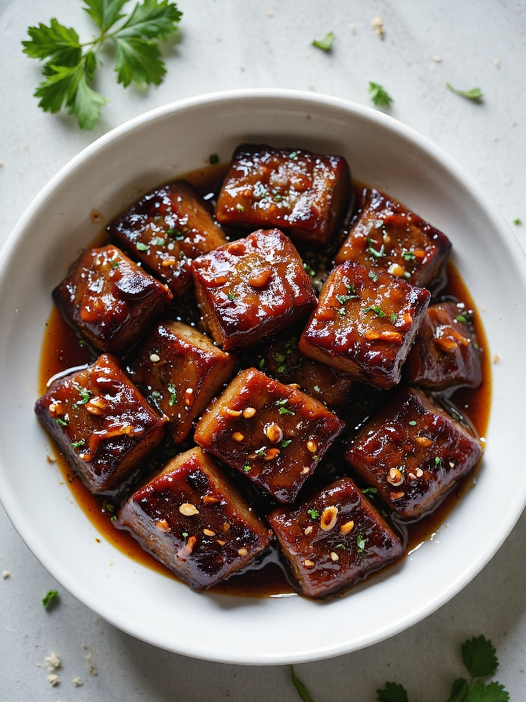 sticky smoky caramelized beef bites