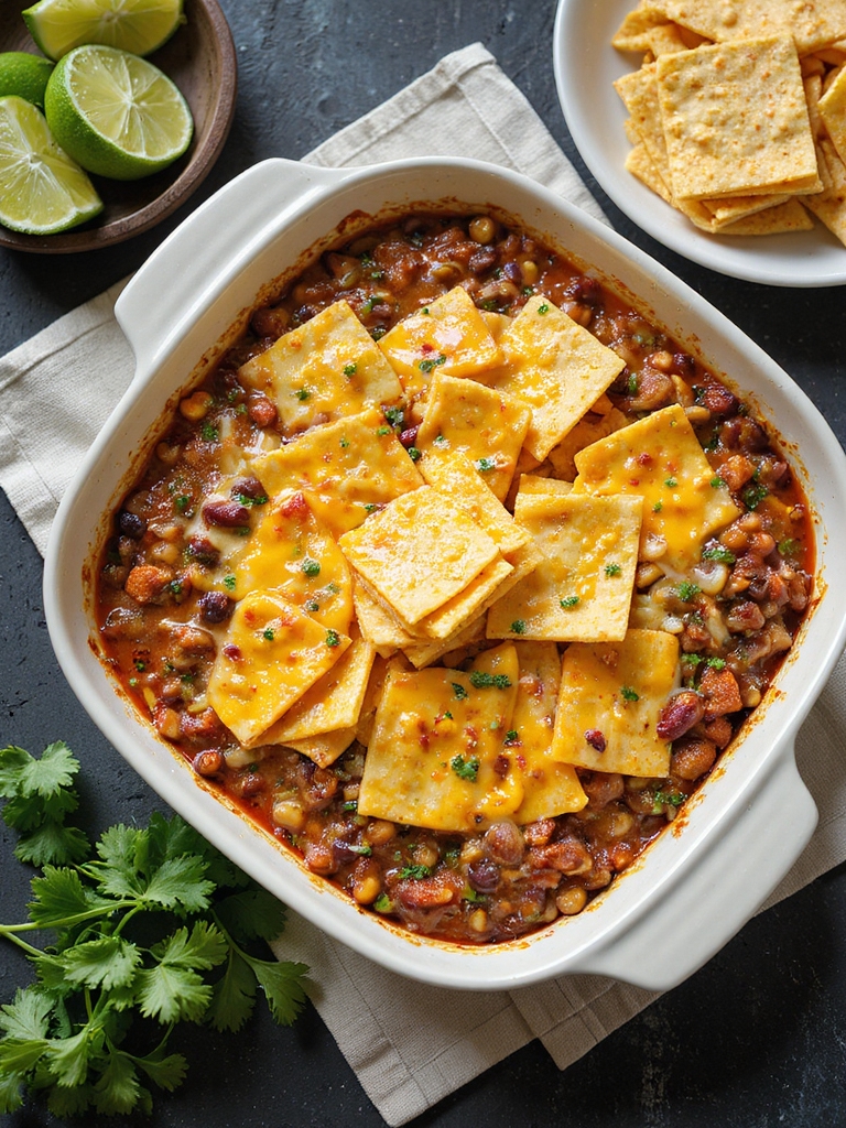 taco casserole with crunchy topping