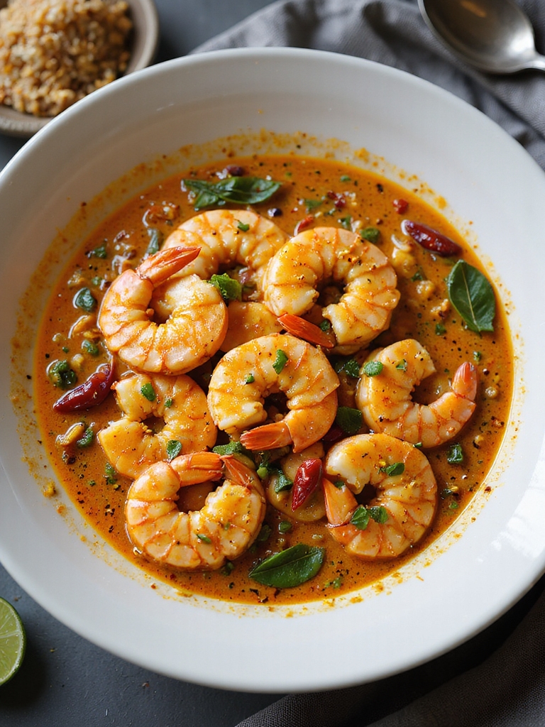 tangy coconut prawns curry