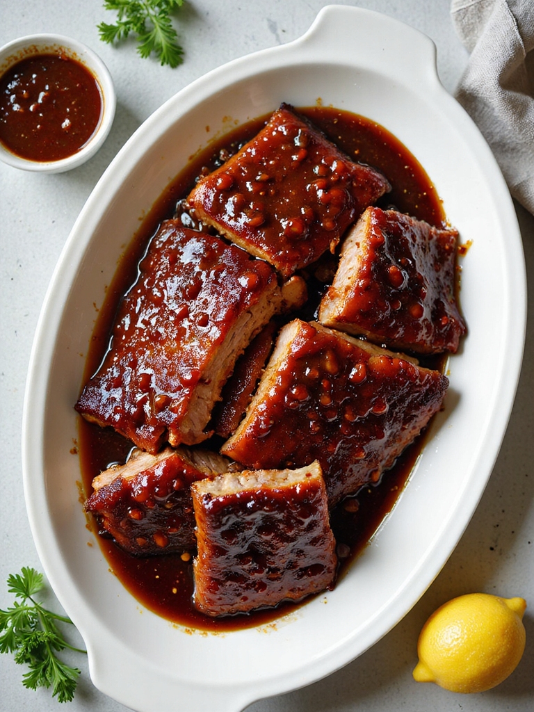 tangy molasses glazed slow cooked ribs