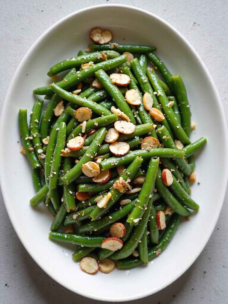 tender lemon almond slow cooked greenbeans