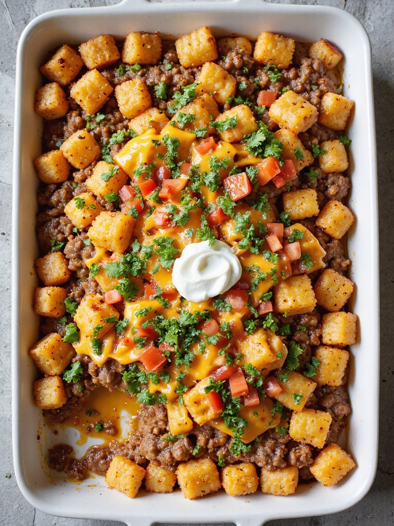 tex mex cheeseburger tater casserole