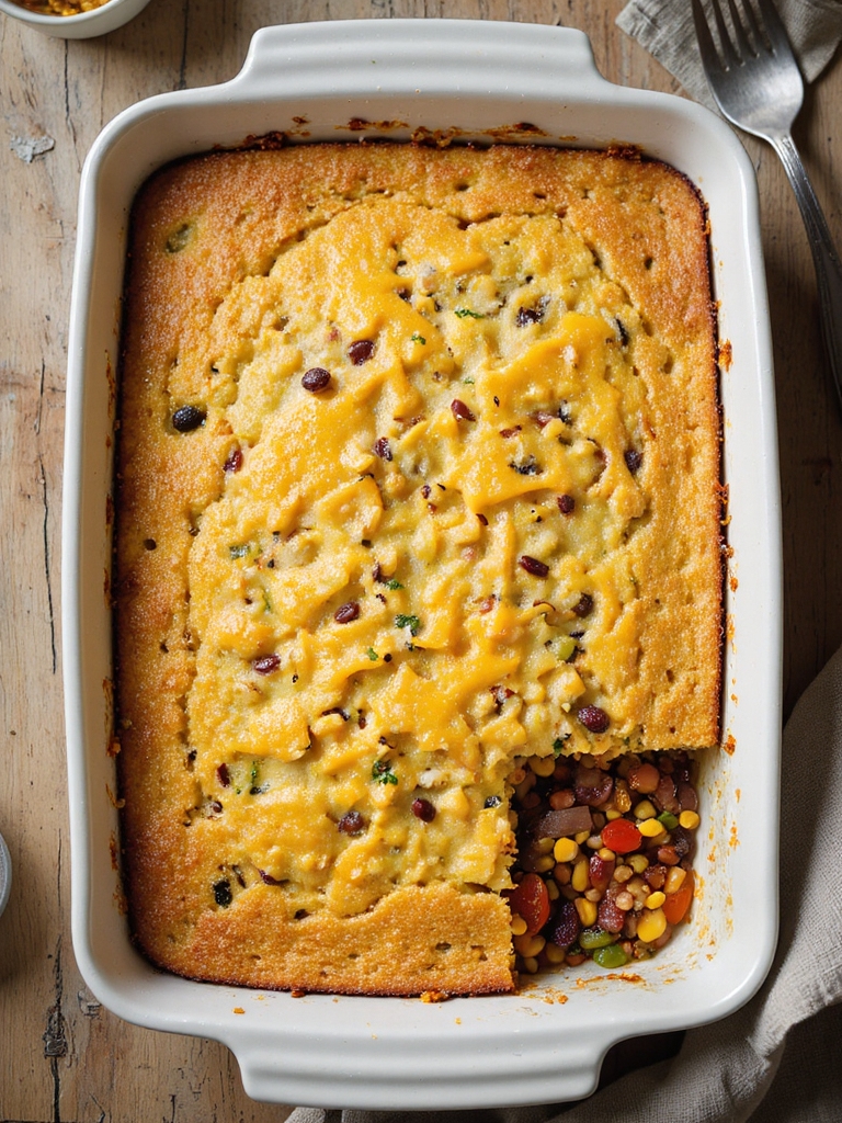 three bean cornbread casserole