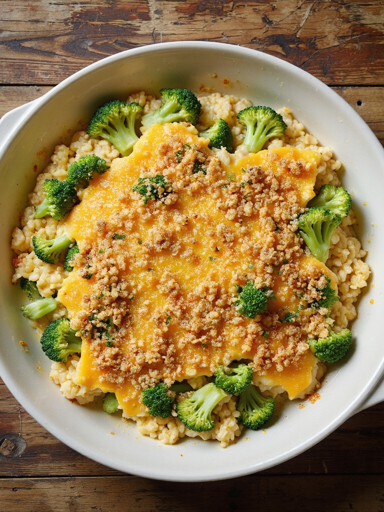 three cheese broccoli rice casserole