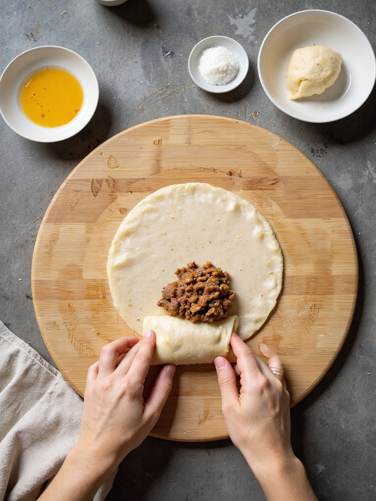 tightly wrapped sealed pork rolls