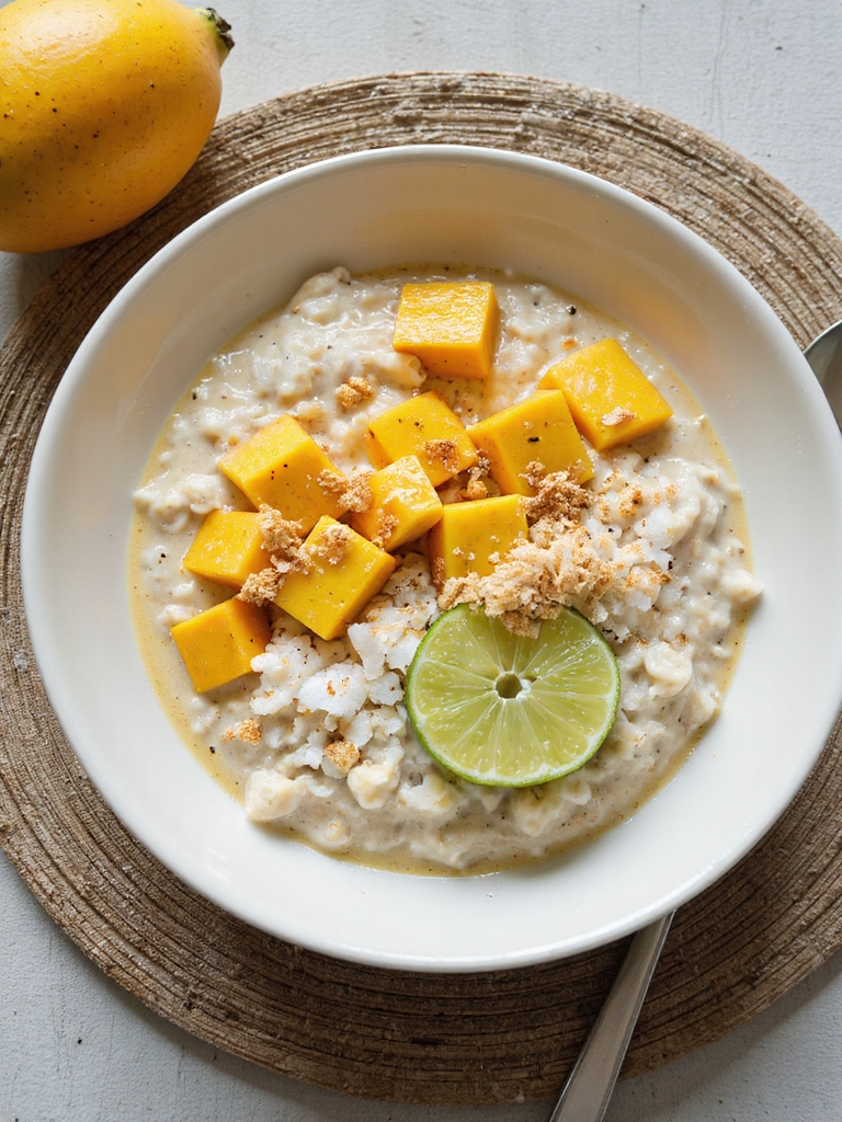 tropical coconut mango oatmeal