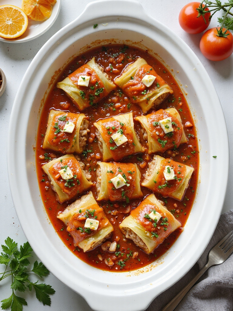 turkey and wild rice stuffed cabbage