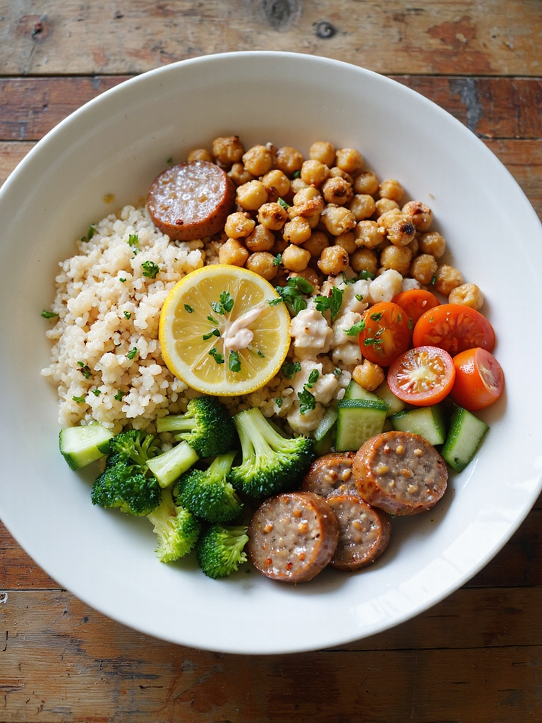 turkey sausage chickpea bowls