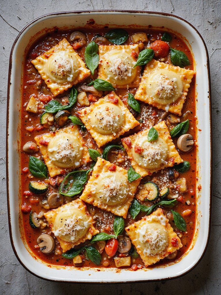 vegetable ravioli baked casserole