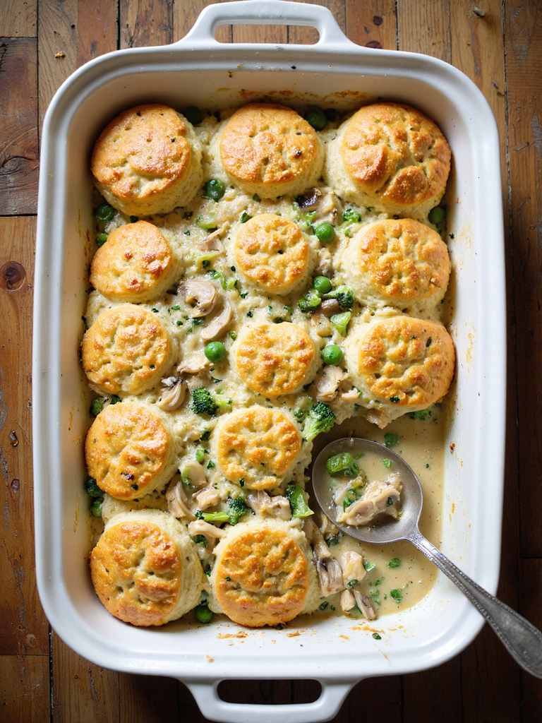 veggie forward herbed chicken cobbler