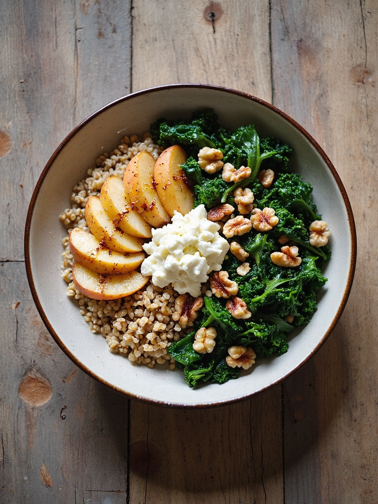 warm farro pear bowl
