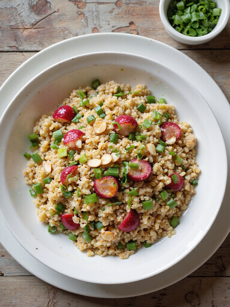 warm farro with roasted radishes