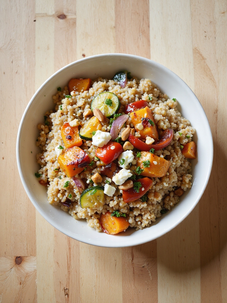 warm quinoa with roasted vegetables