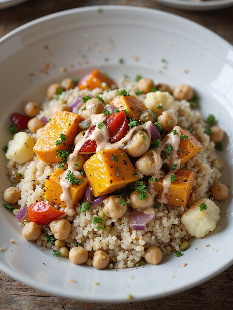 warm roasted vegetable quinoa bowl