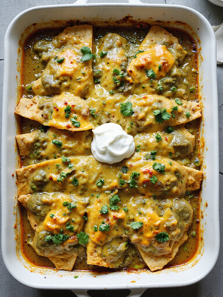 zesty green chile enchilada bake