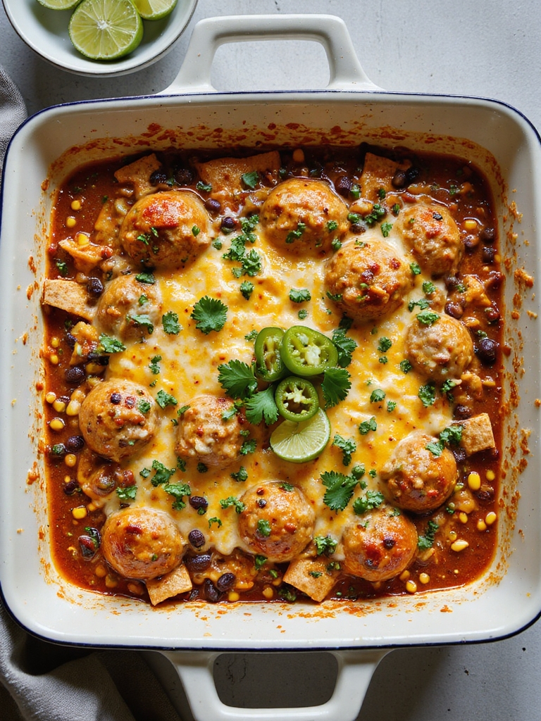 zesty meatball enchilada casserole