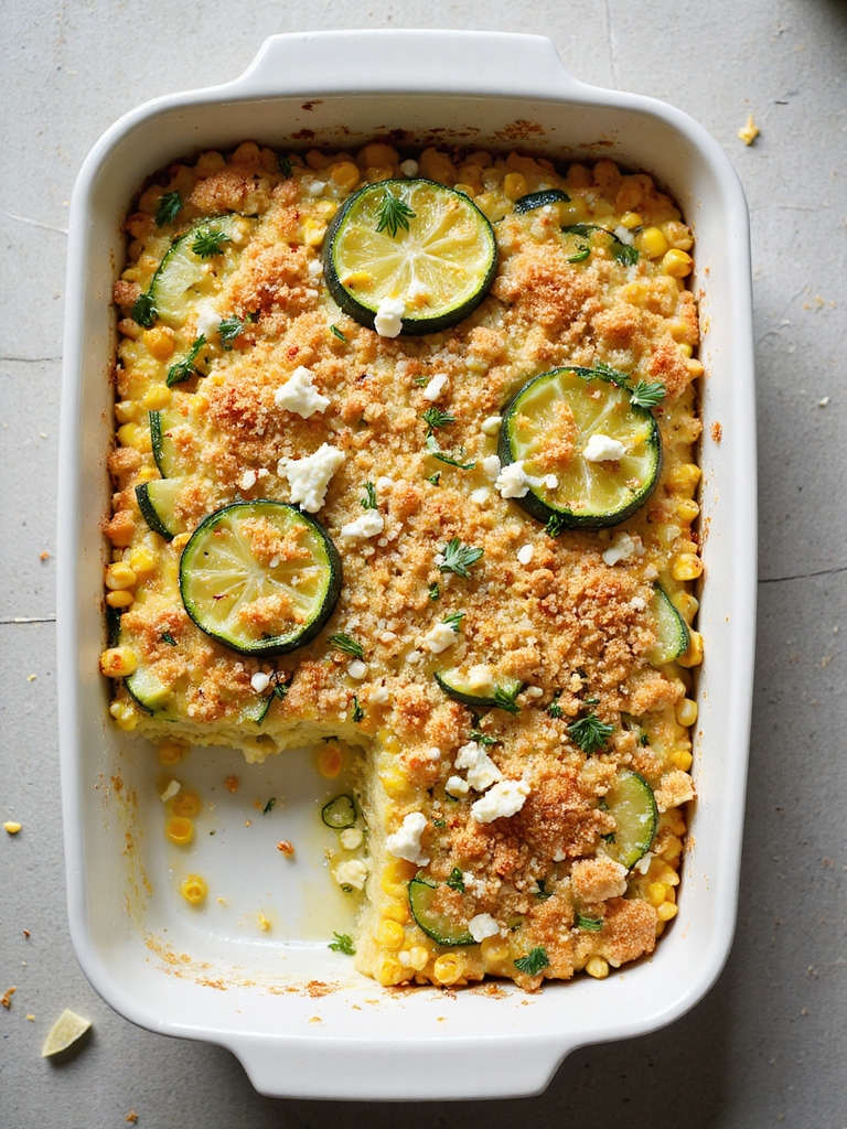 zucchini corn feta casserole