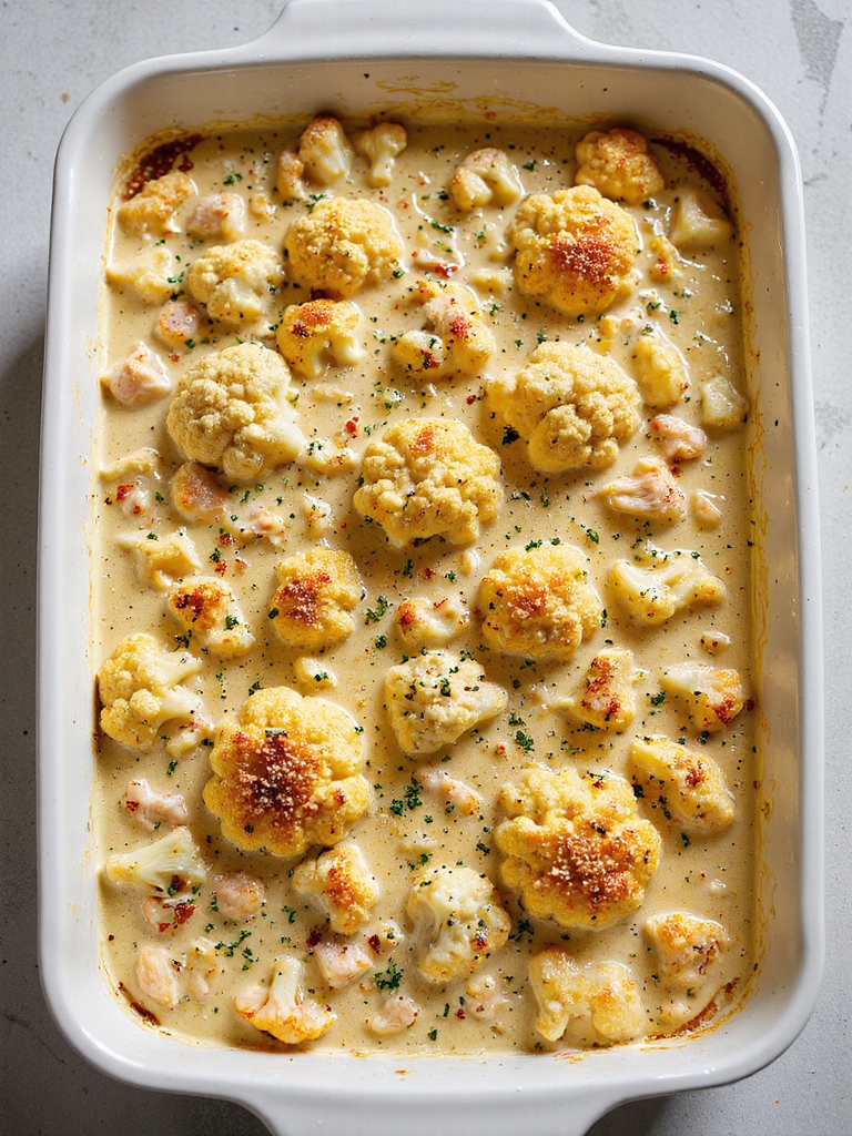 creamy cauliflower chicken bake