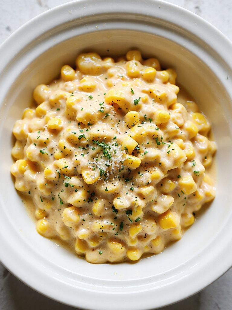 creamy garlic parmesan slow cooker corn