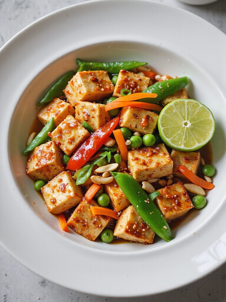 crispy tofu snow peas