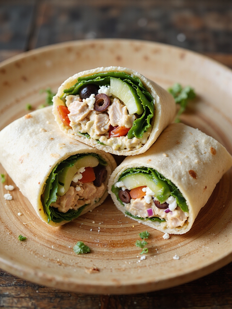 mediterranean turkey hummus wrap