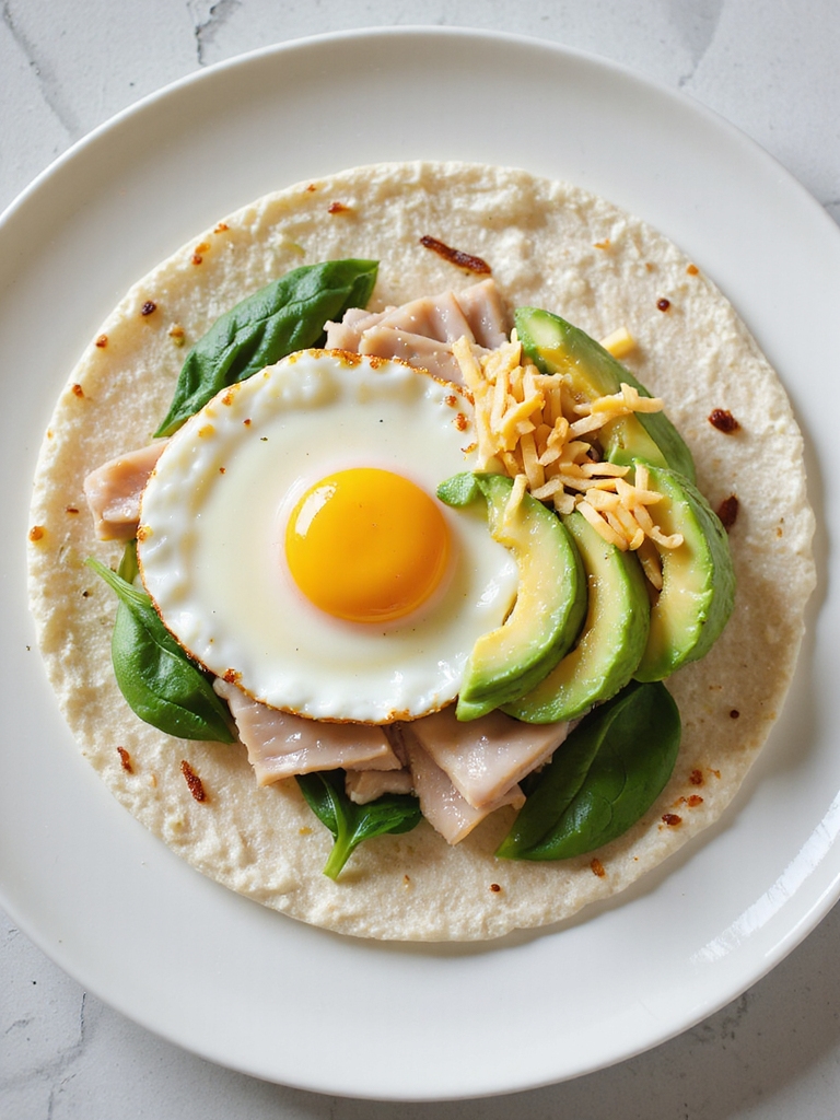 runny egg turkey avocado wrap