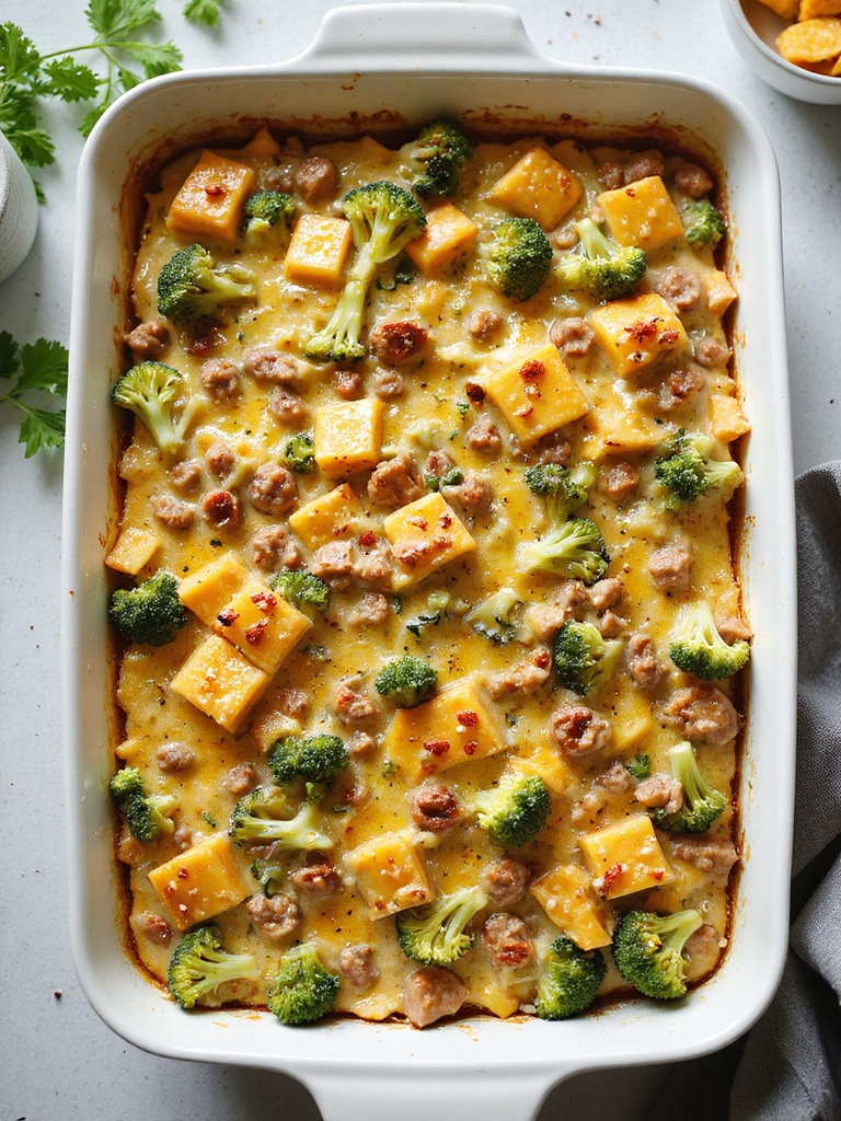 sausage broccoli cheddar casserole