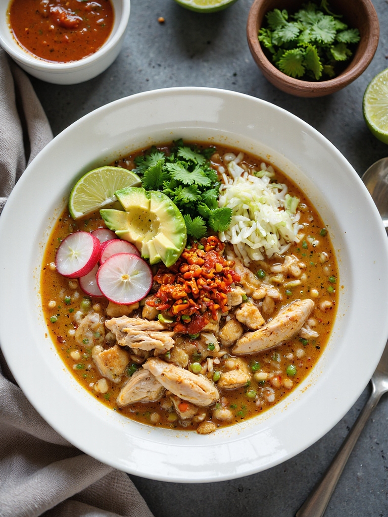 slow cooked chicken hominy stew